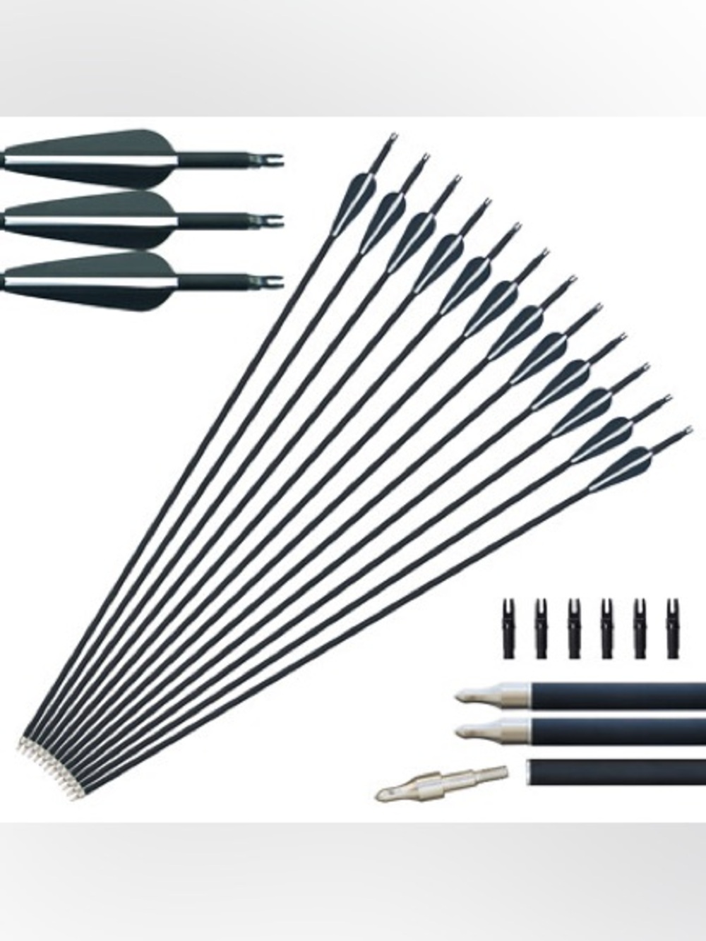 12pcs Carbon Arrows Hunting Archery Target Arrows Recurve Bow Longbow 31.5”